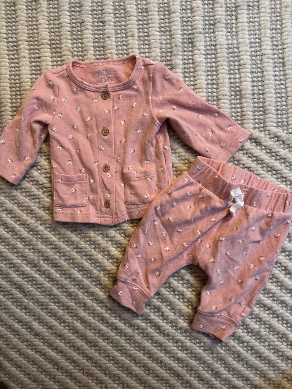 Carter's Dusty Rose Knit Cardigan & Pants Set